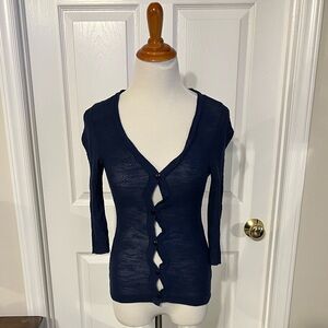Absolutely Navy Button-Front Cardigan